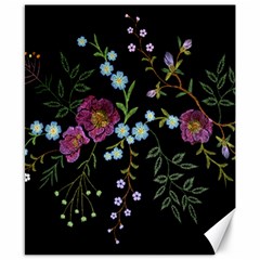 Embroidery Trend Floral Pattern Small Branches Herb Rose Canvas 8  X 10  by Apen