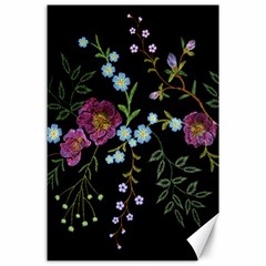 Embroidery Trend Floral Pattern Small Branches Herb Rose Canvas 24  X 36  by Apen