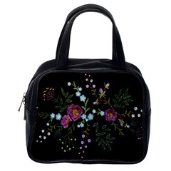 Embroidery Trend Floral Pattern Small Branches Herb Rose Classic Handbag (one Side)