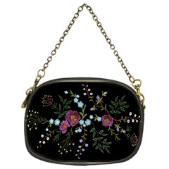Embroidery Trend Floral Pattern Small Branches Herb Rose Chain Purse (one Side) by Apen