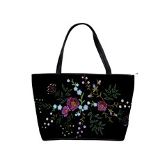 Embroidery Trend Floral Pattern Small Branches Herb Rose Classic Shoulder Handbag by Apen