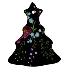 Embroidery Trend Floral Pattern Small Branches Herb Rose Ornament (Christmas Tree) 