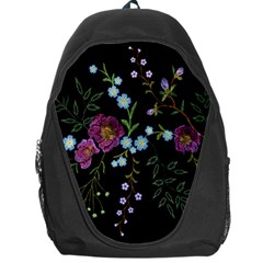 Embroidery Trend Floral Pattern Small Branches Herb Rose Backpack Bag by Apen