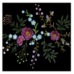 Embroidery Trend Floral Pattern Small Branches Herb Rose Square Satin Scarf (36  x 36 )