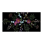 Embroidery Trend Floral Pattern Small Branches Herb Rose Satin Wrap 35  x 70  Front