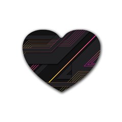 Gradient Geometric Shapes Dark Background Rubber Heart Coaster (4 Pack) by Apen