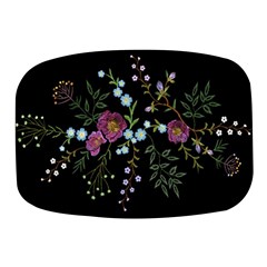 Embroidery Trend Floral Pattern Small Branches Herb Rose Mini Square Pill Box