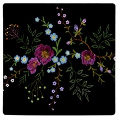 Embroidery Trend Floral Pattern Small Branches Herb Rose Uv Print Square Tile Coaster  by Apen