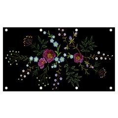 Embroidery Trend Floral Pattern Small Branches Herb Rose Banner and Sign 7  x 4 