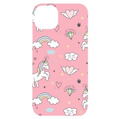 Cute Unicorn Seamless Pattern Iphone 14 Plus Black Uv Print Case by Apen