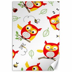 Seamless Pattern Vector Owl Cartoon With Bugs Canvas 20  X 30  by Apen