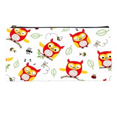 Seamless Pattern Vector Owl Cartoon With Bugs Pencil Case by Apen