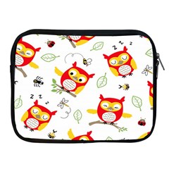 Seamless Pattern Vector Owl Cartoon With Bugs Apple Ipad 2/3/4 Zipper Cases by Apen