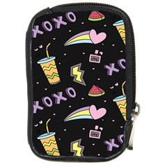 Cute Girl Things Seamless Background Compact Camera Leather Case
