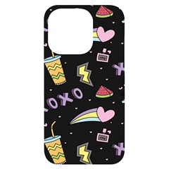 Cute Girl Things Seamless Background Iphone 14 Pro Black Uv Print Case by Apen