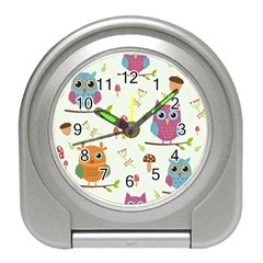 Forest Seamless Pattern With Cute Owls Travel Alarm Clock by Apen