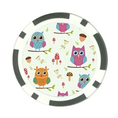 Forest Seamless Pattern With Cute Owls Poker Chip Card Guard by Apen