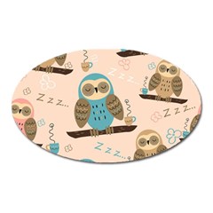 Seamless Pattern Owls Dream Cute Style Pajama Fabric Oval Magnet