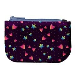 Colorful Stars Hearts Seamless Vector Pattern Large Coin Purse by Apen