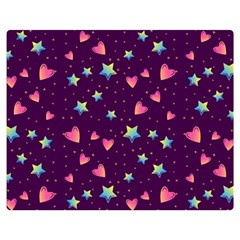 Colorful Stars Hearts Seamless Vector Pattern Premium Plush Fleece Blanket (Medium)