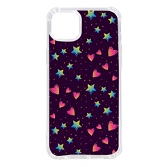 Colorful Stars Hearts Seamless Vector Pattern iPhone 14 Plus TPU UV Print Case