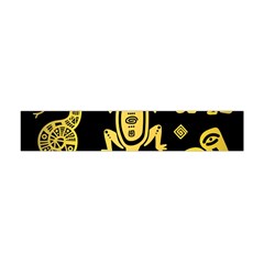 Mexican Culture Golden Tribal Icons Premium Plush Fleece Scarf (mini) by Apen