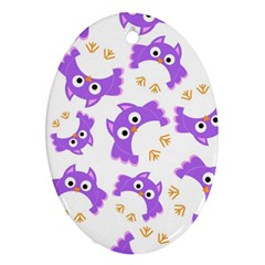 Purple Owl Pattern Background Ornament (oval)