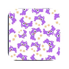 Purple Owl Pattern Background Square Metal Box (black) by Apen