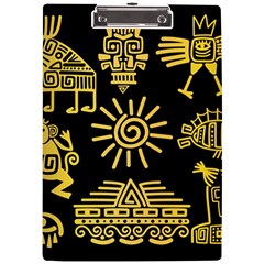 Maya Style Gold Linear Totem Icons A4 Acrylic Clipboard by Apen