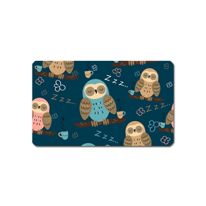 Seamless Pattern Owls Dreaming Magnet (Name Card)