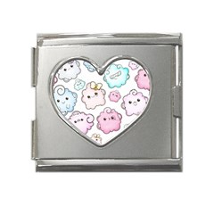 Cute Doodle Cartoon Seamless Pattern Mega Link Heart Italian Charm (18mm) by Apen