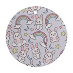Seamless Pattern With Cute Rabbit Character Ornament (Round) Front