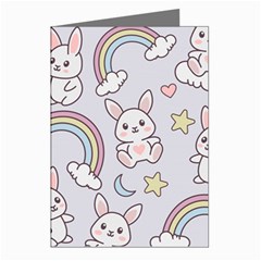 Seamless Pattern With Cute Rabbit Character Greeting Cards (pkg Of 8) by Apen