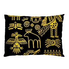 Golden Indian Traditional Signs Symbols Pillow Case