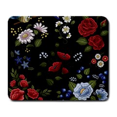 Floral Folk Fashion Ornamental Embroidery Pattern Large Mousepad by Apen