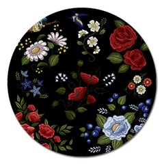 Floral Folk Fashion Ornamental Embroidery Pattern Magnet 5  (round) by Apen