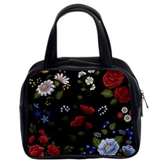Floral Folk Fashion Ornamental Embroidery Pattern Classic Handbag (two Sides)