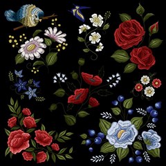 Floral Folk Fashion Ornamental Embroidery Pattern Play Mat (square) by Apen