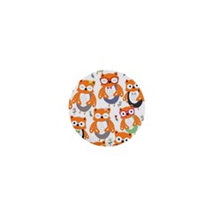 Cute Colorful Owl Cartoon Seamless Pattern 1  Mini Buttons by Apen