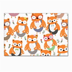 Cute Colorful Owl Cartoon Seamless Pattern Postcard 4 x 6  (pkg Of 10) by Apen