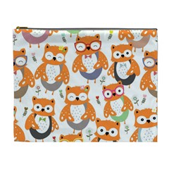 Cute Colorful Owl Cartoon Seamless Pattern Cosmetic Bag (xl) by Apen