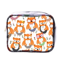 Cute Colorful Owl Cartoon Seamless Pattern Mini Toiletries Bag (one Side) by Apen