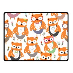 Cute Colorful Owl Cartoon Seamless Pattern Two Sides Fleece Blanket (small) by Apen