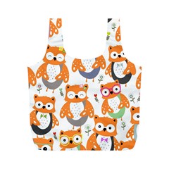 Cute Colorful Owl Cartoon Seamless Pattern Full Print Recycle Bag (m) by Apen