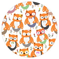 Cute Colorful Owl Cartoon Seamless Pattern Round Trivet by Apen