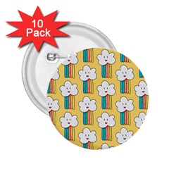 Smile Cloud Rainbow Pattern Yellow 2 25  Buttons (10 Pack)  by Apen