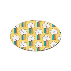 Smile Cloud Rainbow Pattern Yellow Sticker (oval) by Apen