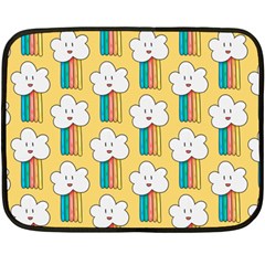 Smile Cloud Rainbow Pattern Yellow Fleece Blanket (mini) by Apen