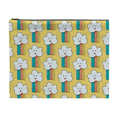 Smile Cloud Rainbow Pattern Yellow Cosmetic Bag (xl) by Apen