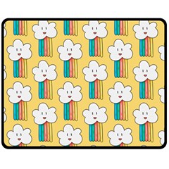 Smile Cloud Rainbow Pattern Yellow Fleece Blanket (medium) by Apen